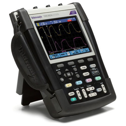 Tektronix THS3024-TK handheld oscilloscope with travel kit